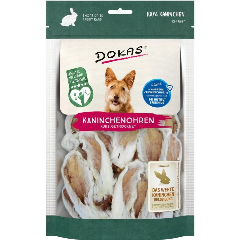 Dokas Tørrede kaninører 100 g - naturlige tyggeben til hunde